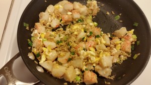 lobster fried rice in pan