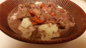 stew brown bowl close up
