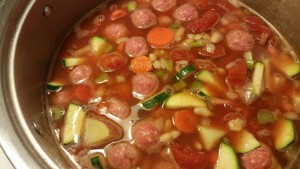 added meatballs to pot - minestroni