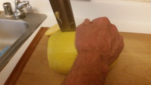 cutting spaghetti squash