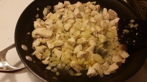 sauted onion garlic and chicken for  spaghetti squash