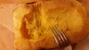 shredding spaghetti squash