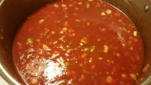 tomato anise soup in pot