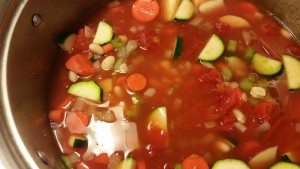 vegetables mixed in pot - minestrone