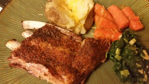 ribs with spinach and carrots