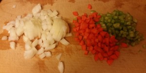 Split pea soup with ham - ingredients chopped