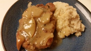 baked pork chops - with cauliflower mashed potatoes