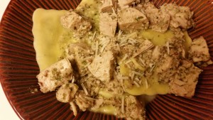 chicken with parsely pecan pesto - finished
