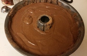 chocolate eggnog cake - before baking