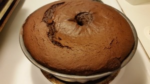 chocolate eggnog cake - finished baking