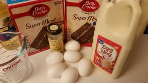 chocolate eggnog cake - ingredients