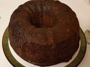 chocolate eggnog cake - ready to ice