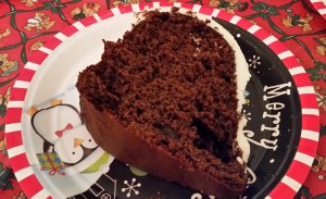 chocolate eggnog cake -slice