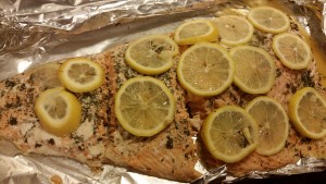 lemon-dill salmon after baking