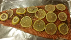 lemon-dill salmon before baking