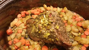 pot roast with apples and leeks - half way