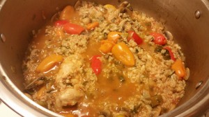 southwest chicken and rice - about half cooked