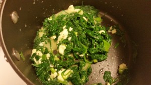 spinach with cheese - cooking