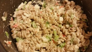 warm crab salad - heating
