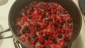 whole cranberry  sauce - boiling