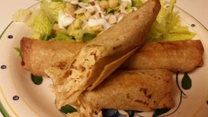 baked chicken flautas - baked and cut