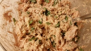 baked chicken flautas - chicken mixture