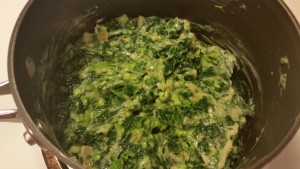 creamed spinach - cooking