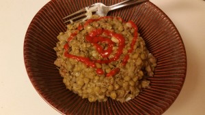 turkey and lentils - lentils plated