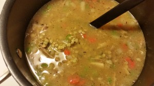 turkey and lentils - lentils precooking