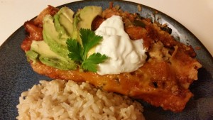 Chicken and spinach enchiladas - plated