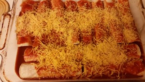 Chicken and spinach enchiladas - prebaking