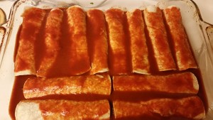 Chicken and spinach enchiladas - with sauce