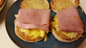 Ham, Egg and Cheese Breakfast Sandwich - assembled