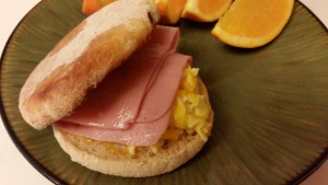 Ham, Egg and Cheese Breakfast Sandwich - plated