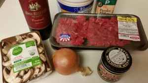 beef stroganoff - ingredients