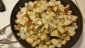 breakfast potatoes - cooking
