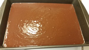 chocolate mint cake - chocolate layer batter