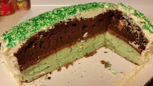 chocolate mint cake - cut