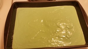 chocolate mint cake - green layer batter