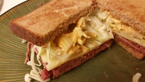 corned beef sandwich - open