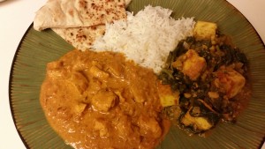 indian food - palak paneer and chicken tikka masala