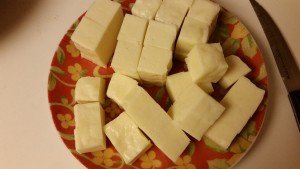 palak paneer - paneer cubed