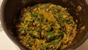 palak paneer - spinach cooked down